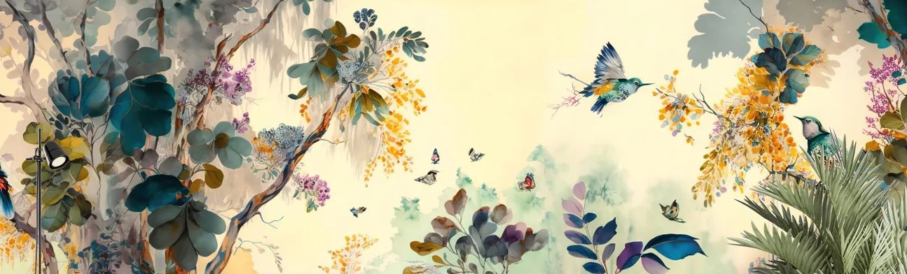 Illustration of flowers and butterflies